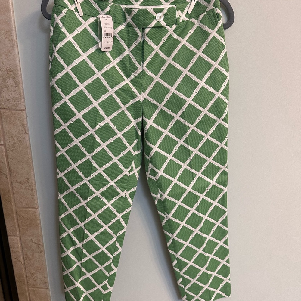 Brooks Brothers Green and White Geometric Pants